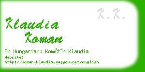 klaudia koman business card